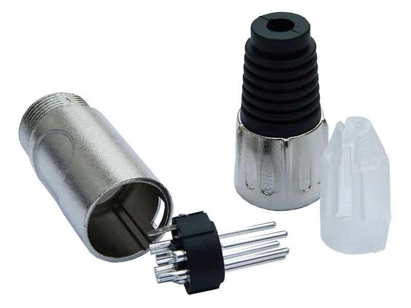 deetech XLR-Winkelstecker 90° male, 5-pol. silber, schwenkbar deetech XLR-Winkelstecker 90° male, 5-pol. silber, schwenkbar